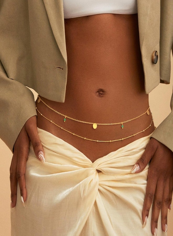 VIROMY Gold Waist Beads Chain for Women Waterproof 2 Layered Belly Chain Body Belt Chain Beach Body Women's Jewelry - Image 2
